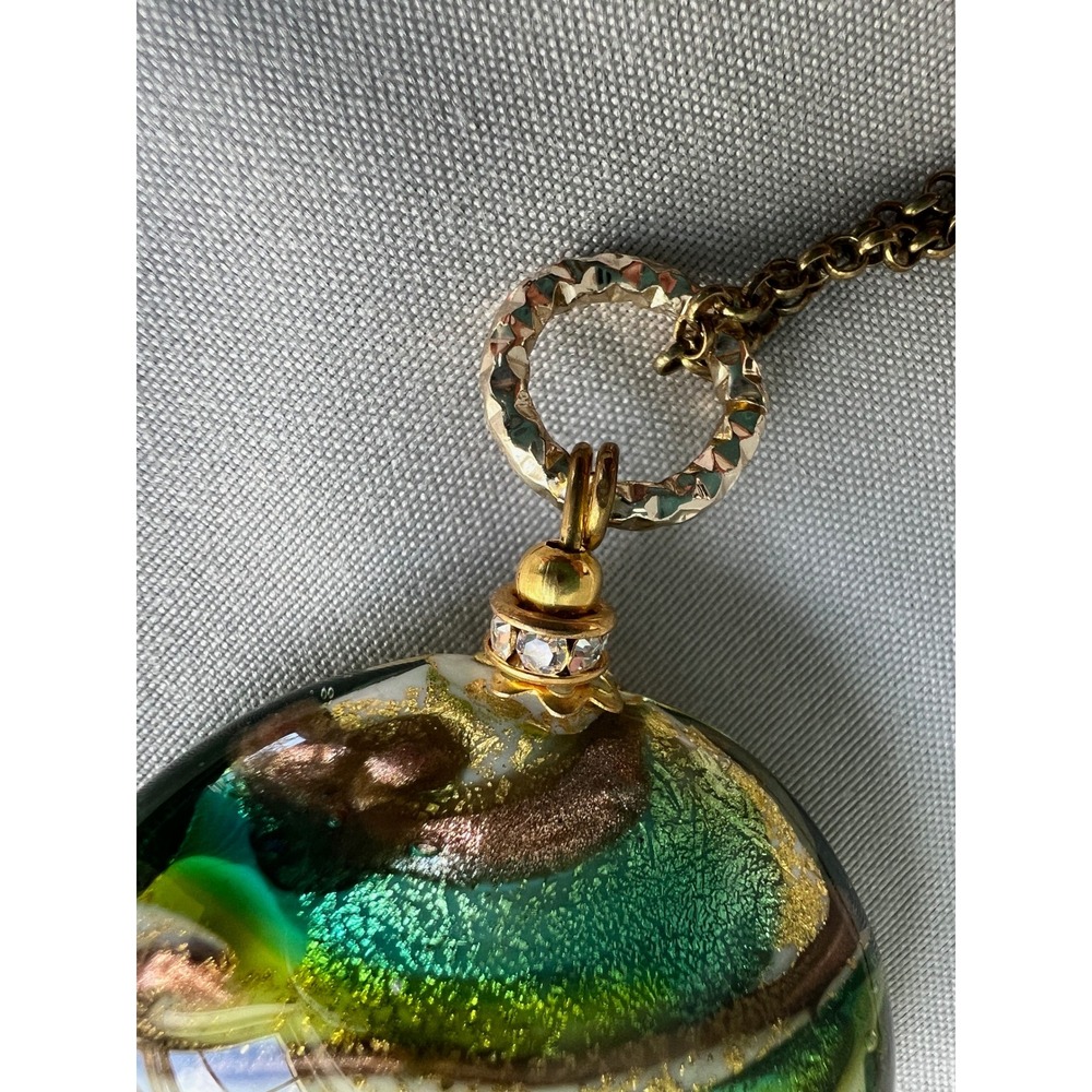 Handmade Murano Style Glass Pendant Necklace Italy 925 Silver Chain 19" - Picture 6 of 8